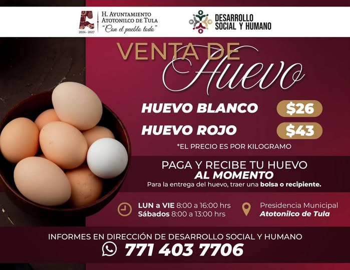 Respaldan el bolsillo de lo atotonilquenses con venta de huevo a precio preferencial
