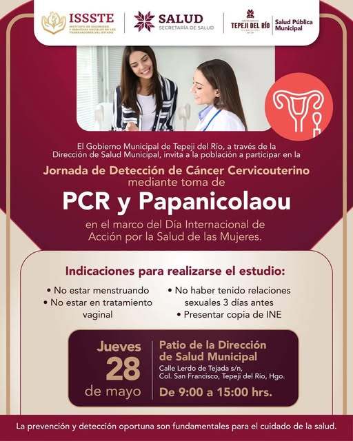Habrá Jornada de Detección de cáncer cervicouterino en Tepeji del Río