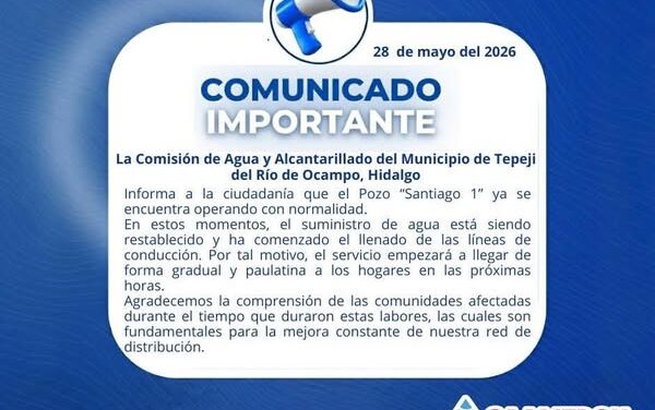 Concluyen trabajos de mantenimiento en el Pozo «Santiago 1» en Tepeji del Río