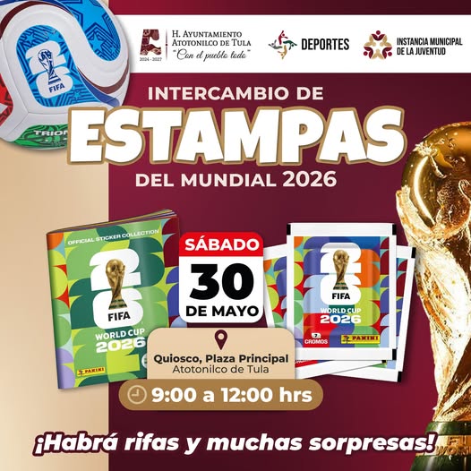Intercambio de estampas del mundial en Atotonilco de Tula