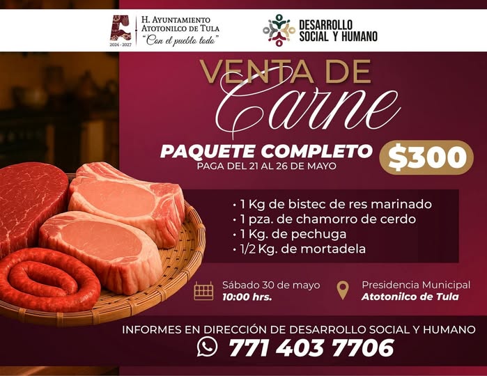 Continúa el Programa de Carne a precio accesible en Atotonilco de Tula