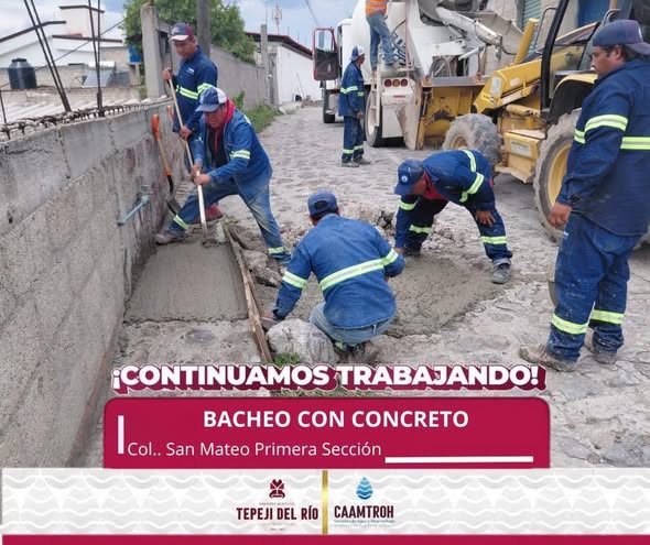 Realizan trabajos de bacheo tras concluir reparaciones de fuga de agua y mantenimiento a la red de dostribución de Tepeji del Río
