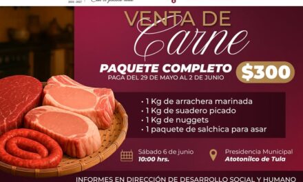 Continúa la entrega de paquetes de carne a bajo costo en Atotonilco de Tula