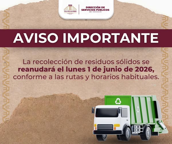 Reanudan recolección de residuos sólidos en horarios y rutas habituales en Tula de Allende