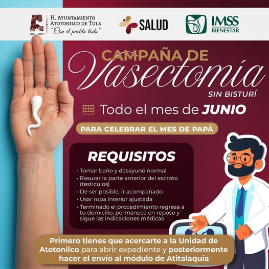 Habrá Campaña de Vasectomía sin bisturí en Atotonilco de Tula