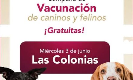 Este miércoles 3 de junio habrá campaña de vacunación antirrábica canina y felina en Las Colonias