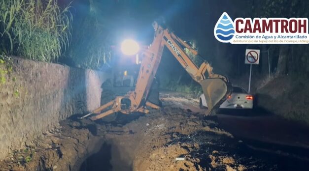 CAAMTROH concluye trabajos de reparación de fuga de agua