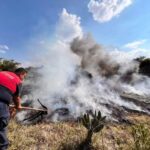 PC Tula atienden reporte de incendio de pastizales en Tula de Allende