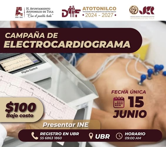 DIF Atotonilco de Tula te invita a la Campaña de Electrocardiograma a Bajo Costo