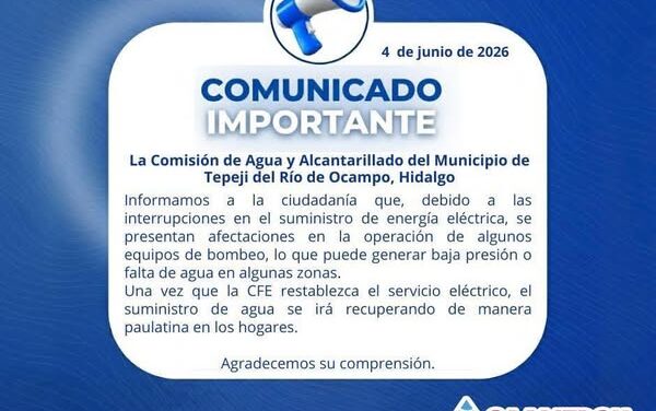 Interrupciones en el suministro de energía eléctrica afecta bombeo de agua potable en Tepeji del Río