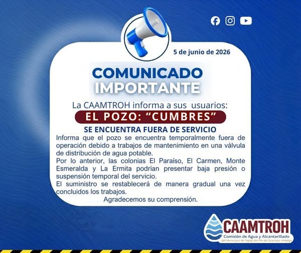 Comisión de Agua Tepeji realiza mantenimiento en el Pozo Cumbres