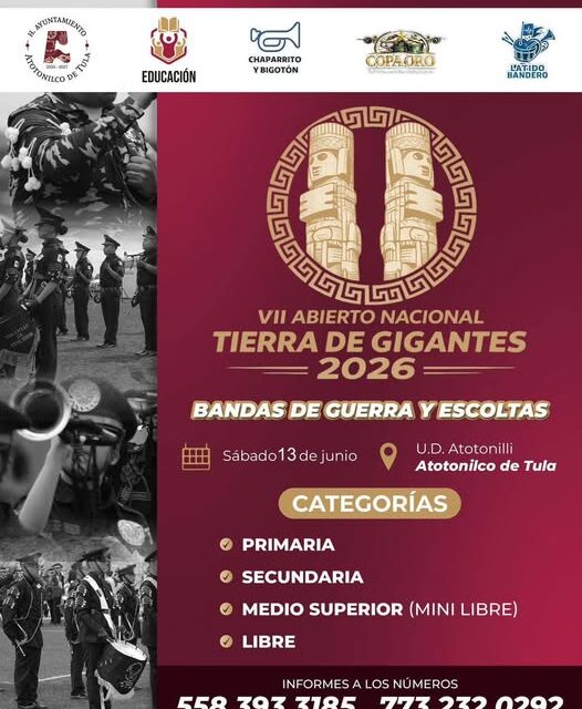 No te pierdas el VII Abierto NAcional «Tierra de Gigantes» 2026 de Bandas de Guerra y Escoltas