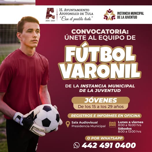 Forma parte del equipo de fútbol varonil de la Instancia Municipal de la Juventud de Atotonilco de Tula