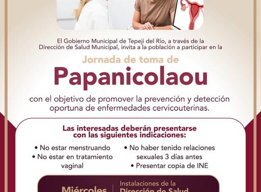 Aun estás a tiempo de acudir a la Jornada de Papanicolau que se lleva a cabo en Tepeji del Río