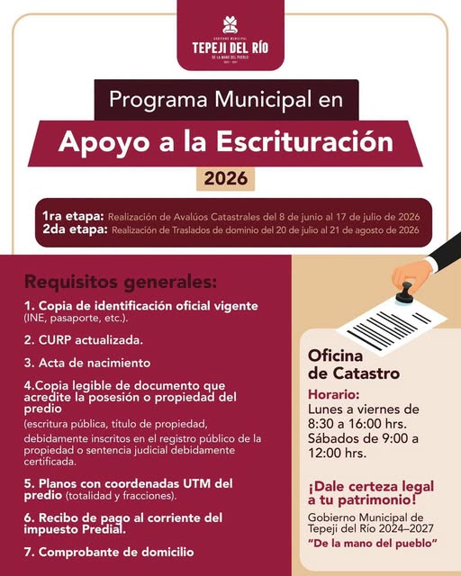 Inicia Programa Municipal de Apoyo a la Escrituración 2026 en Tepeji del Río