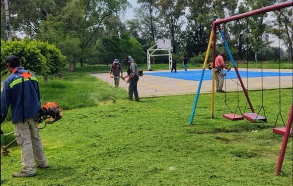 Realizan labores de limpieza, poda y mantenimiento en el parque del Infonavit El Cerrito