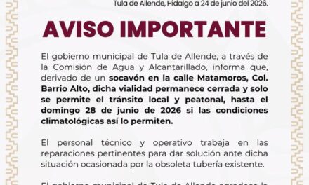 Aviso a la población de Tula de Allende