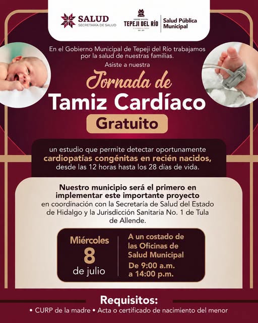 Recuerda que mañana miércoles, habrá Jornada de Tamiz Cardíaco Gratuito en Tepeji