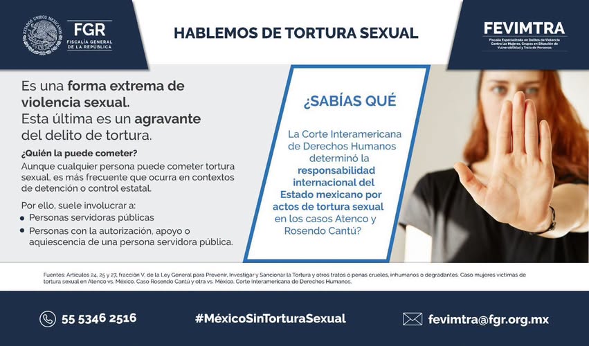 FGR IMPULSA CAMPAÑA INFORMATIVA PARA PREVENIR LA TORTURA SEXUAL