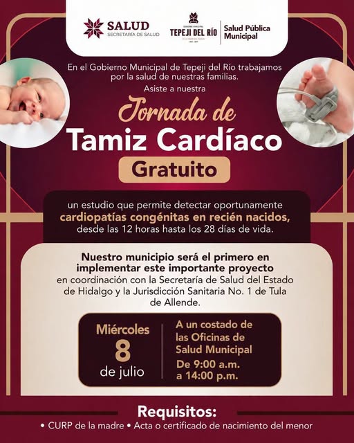 El Gobierno Municipal de Tepeji del Río invita a la Jornada de Tamiz Cardíaco Gratuito