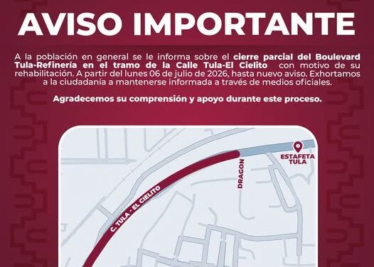 Habrá cierre parcial de circulación por trabajos de rehabilitación en Tula de Allende