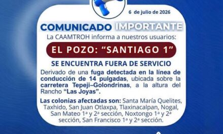 CAAMTROH atiende fuga de agua; suspenden servicio en varias comunidades