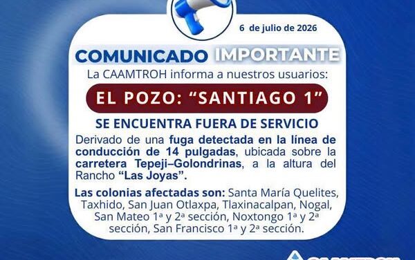 CAAMTROH atiende fuga de agua; suspenden servicio en varias comunidades