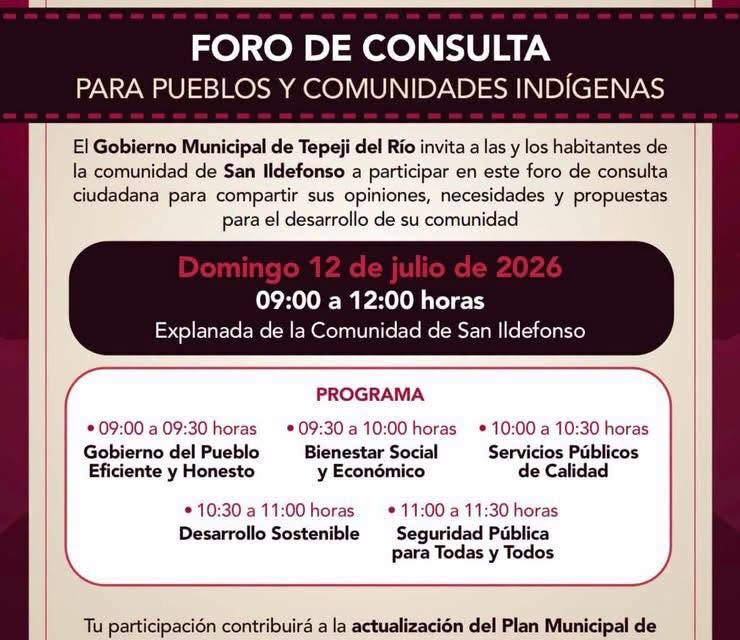 Realizarán Foro de Consulta para Pueblos y Comunidades Indígenas de Tepeji del Río