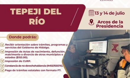 Recuerda que hoy y mañana estará instalada la Unidad Móvil de Servicios Estatales en Tepeji del Río