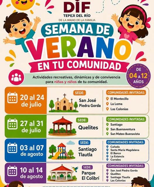 Organizan «Semana de verano en tu comunidad» en Tepeji del Río