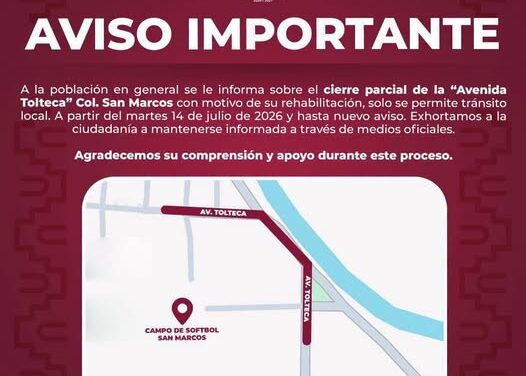 Anuncian cierre de circulación en Tula de Allende por trabajos de rehabilitación