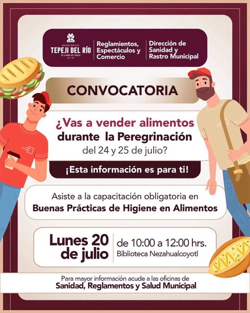 Capacitarán a vendedores de alimentos previo a la Peregrinación de Tepeji del Río