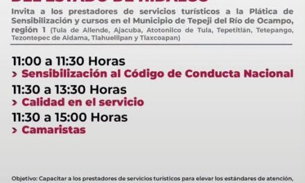 Invitan a prestadores turísticos de Tepeji del Río a participar en jornada de capacitación