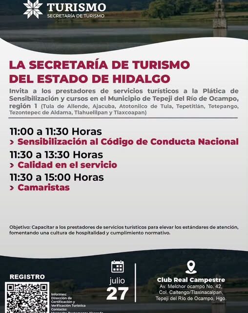 Invitan a prestadores turísticos de Tepeji del Río a participar en jornada de capacitación