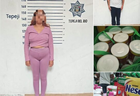 Detienen a dos personas en Tepeji del Río por presunto robo de mercancía en tienda de autoservicio