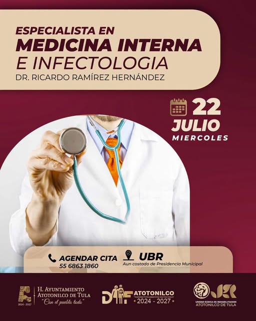 Ofrecerán consultas de Medicina Interna e Infectología en Atotonilco de Tula