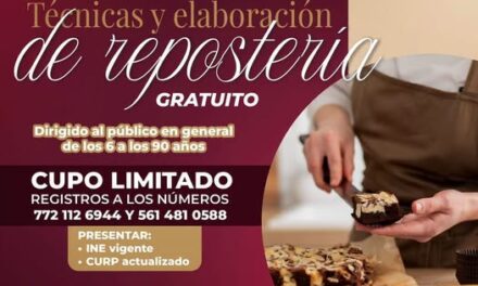 Invitan a taller gratuito de técnicas y elaboración de repostería en Atotonilco de Tula