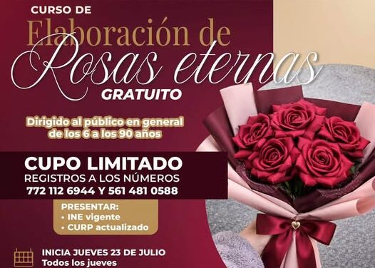 Invitan a curso gratuito para elaborar rosas eternas en Atotonilco de Tula