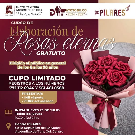 Invitan a curso gratuito para elaborar rosas eternas en Atotonilco de Tula
