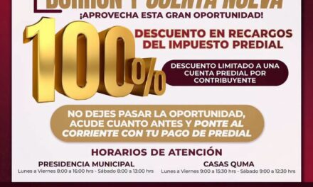 Atotonilco de Tula ofrece descuento del 100% en recargos del impuesto predial con el programa “Borrón y Cuenta Nueva”
