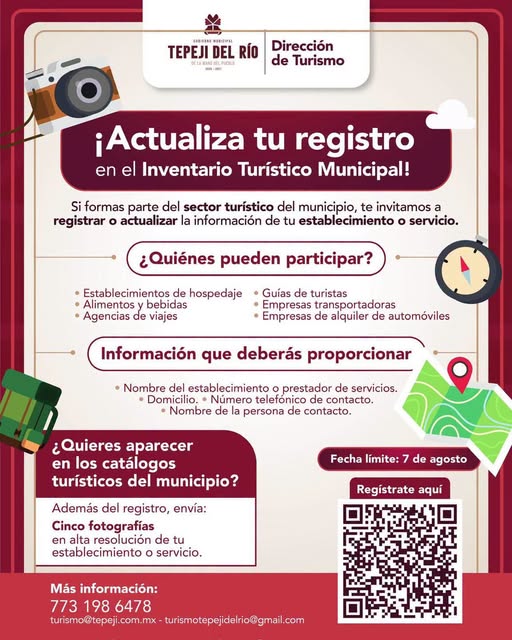 Invita Gobierno de Tepeji del Río a prestadores de servicios a integrarse al Inventario Turístico Municipal