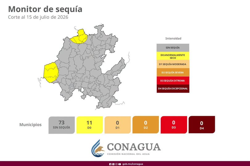 11 municipios hidalguenses se encuentran actualmente en condiciones anormalmente secas