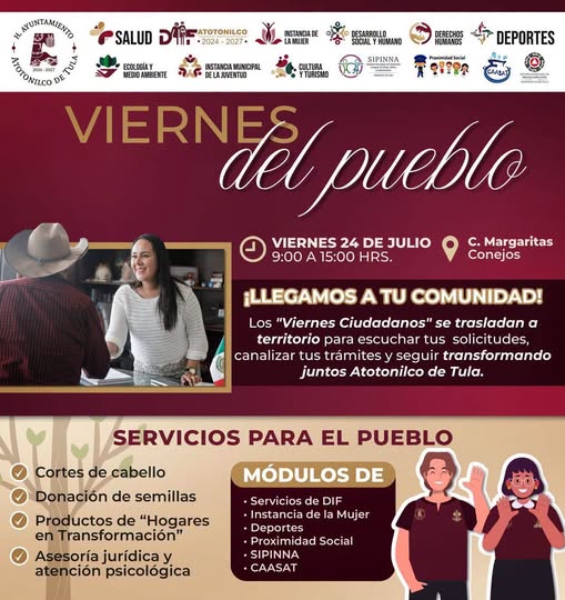 Gobierno de Atotonilco de Tula llevará servicios municipales a la comunidad de Conejos con el programa «Viernes del Pueblo»