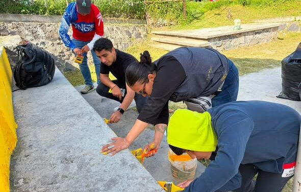 Realizan faena comunitaria para rehabilitar cancha en San Mateo