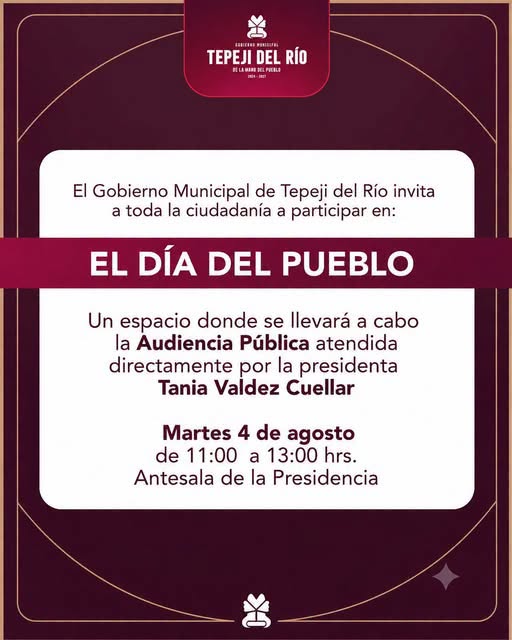El Gobierno Municipal de Tepeji del Río invita a toda la ciudadanía a participar en «El Día del Pueblo»