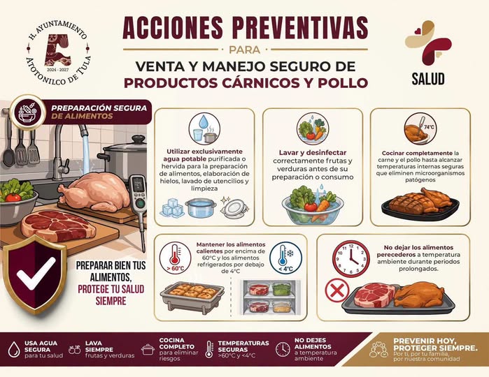 Gobierno Municipal de Atotonilco de Tula promueve prácticas seguras en la preparación de productos cárnicos y pollo
