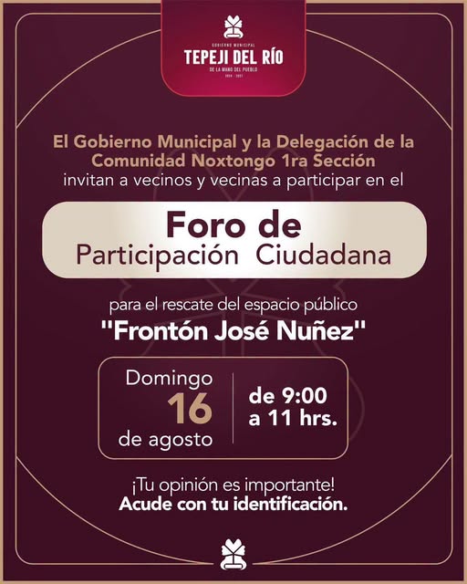Invitan a vecinos de Noxtongo a participar en foro para el rescate del Frontón José Núñez