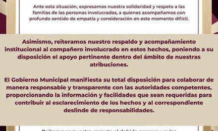 El gobierno municipal de Tepeji del Río emite el siguiente comunicado: