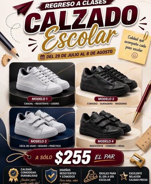 Impulsa Gobierno Municipal programa de calzado escolar a bajo costo para el regreso a clases
