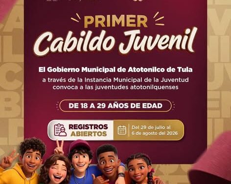 Convocan a jóvenes de Atotonilco de Tula a participar en el Primer Cabildo Juvenil